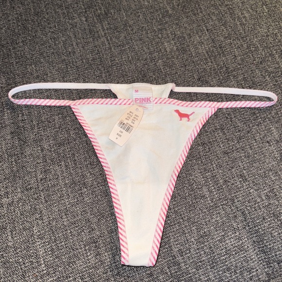 Victoria Secret PINK Other - VS PINK VINTAGE Y2K COTTON EXTRA LOW RISE STRING THONG PANTY WHITE STRIPES DOG M